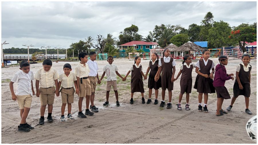 Members of the Lake Capoey Primary Environmental Club during their EMC Foundation visit