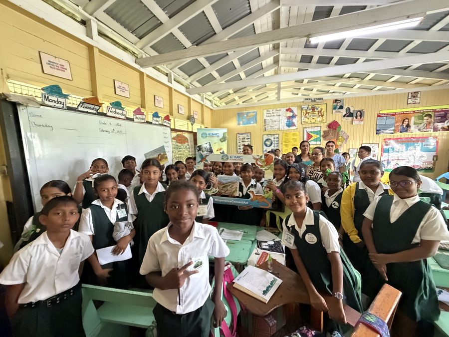 Members of the Mon Repos Primary Environmental Club during their EMC Foundation visit