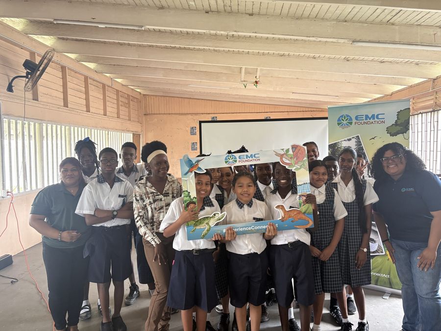 Members of the North Georgetown Secondary Environmental Club during their EMC Foundation visit