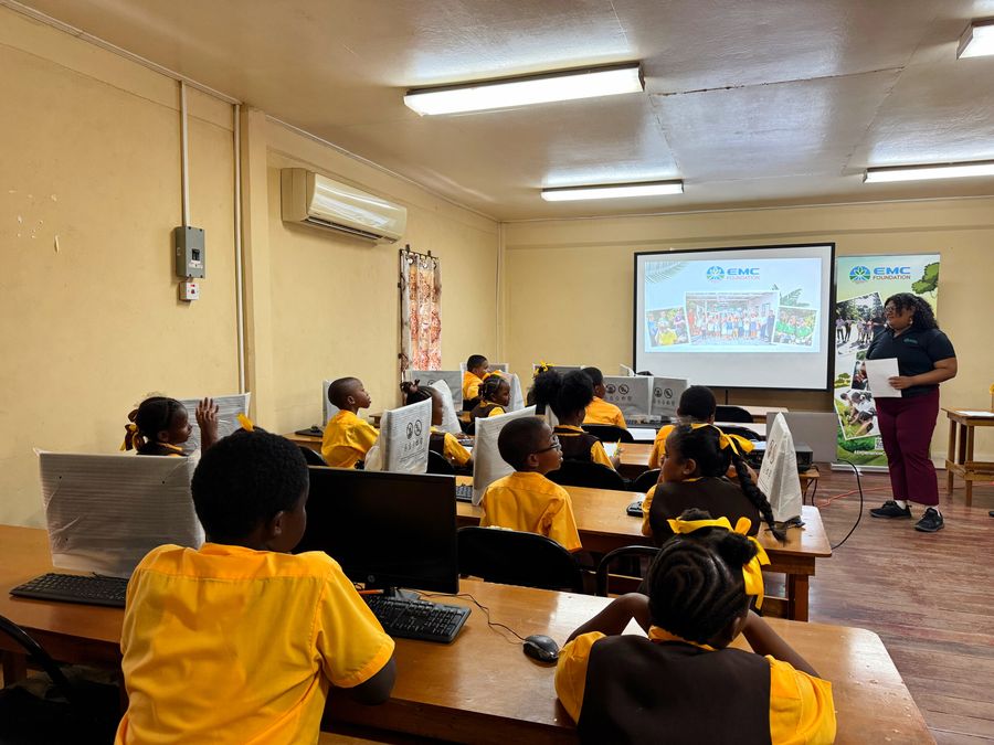 Members of the Plaisance Primary Environmental Club during their EMC Foundation visit