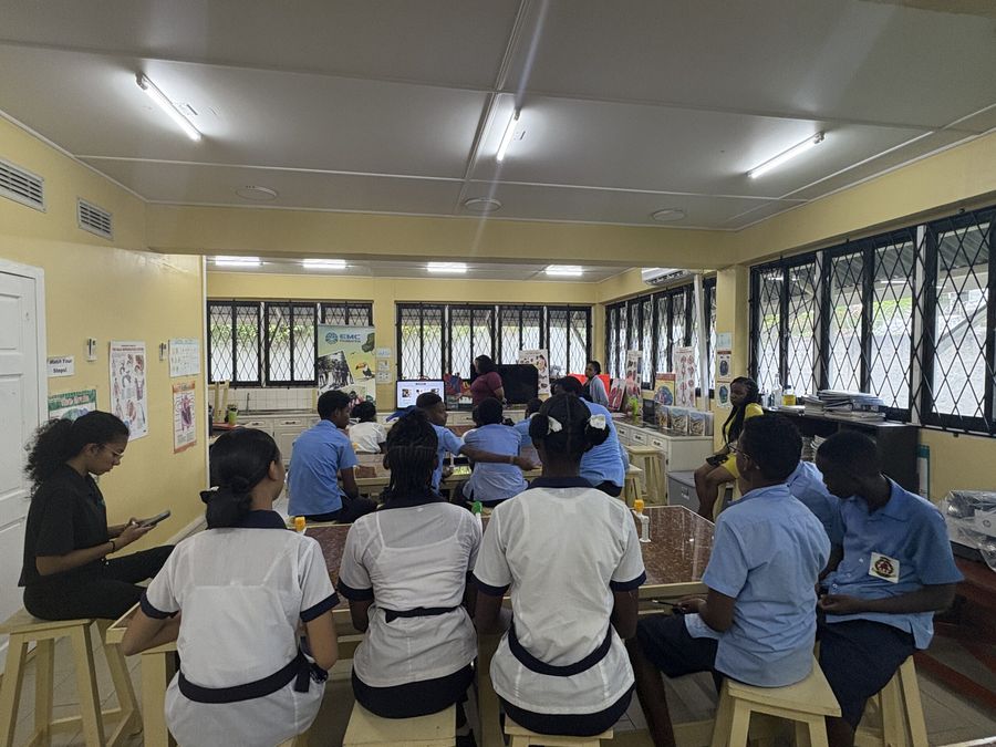 Members of the Plaisance Secondary Environmental Club during their EMC Foundation visit