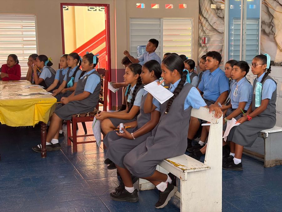 Members of the Santa Rosa Secondary Environmental Club during their EMC Foundation visit