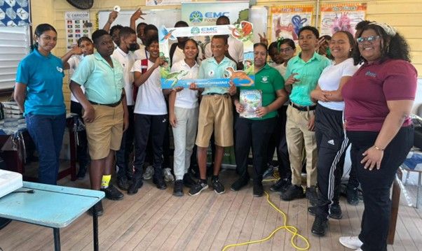 Members of the Soesdyke Secondary Environmental Club during their EMC Foundation visit
