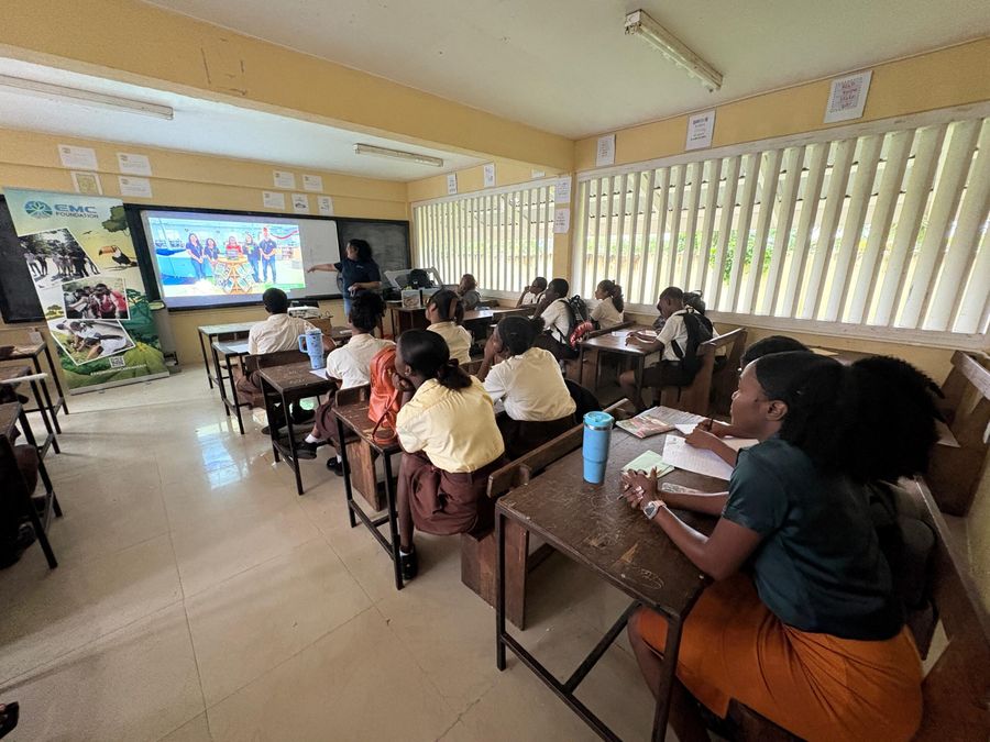 Members of the Tutorial High Environmental Club during their EMC Foundation visit