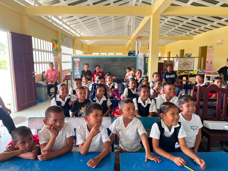 Members of the Wallaba Primary Environmental Club during their EMC Foundation visit