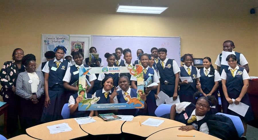 Members of the Westminster Secondary Environmental Club during their EMC Foundation visit
